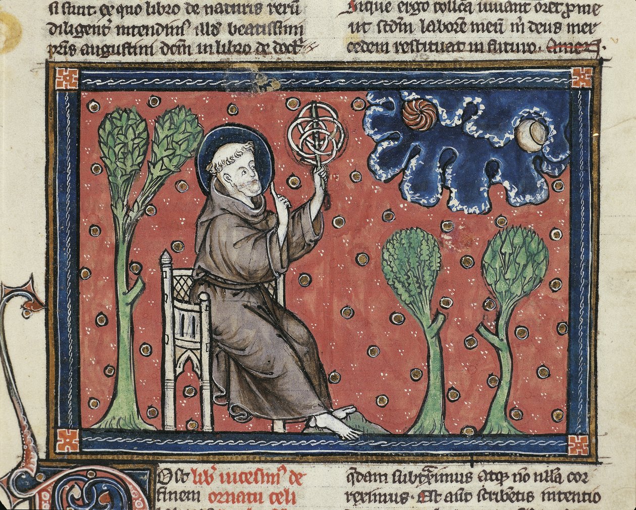 Ms 320 Fol.194v Astronomy, Thomas van Cantimpre (1201-72) „De Natura rerum” című művéből (vellum) alkotó: French School