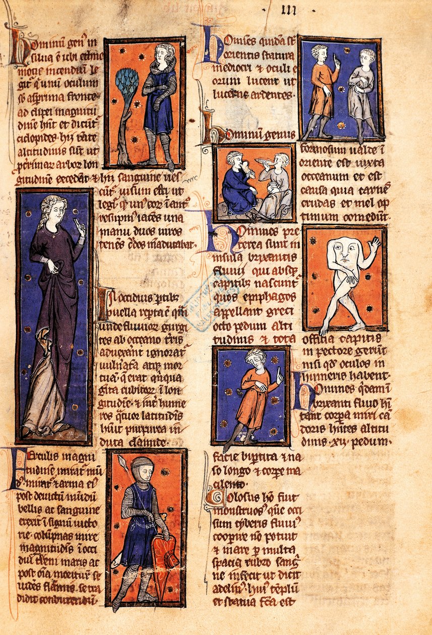 Ms 320 Fol.46r Monsters, Thomas van Cantimpre (1201-72) „A dolgok természete” című művéből (vellumon) alkotó: French School