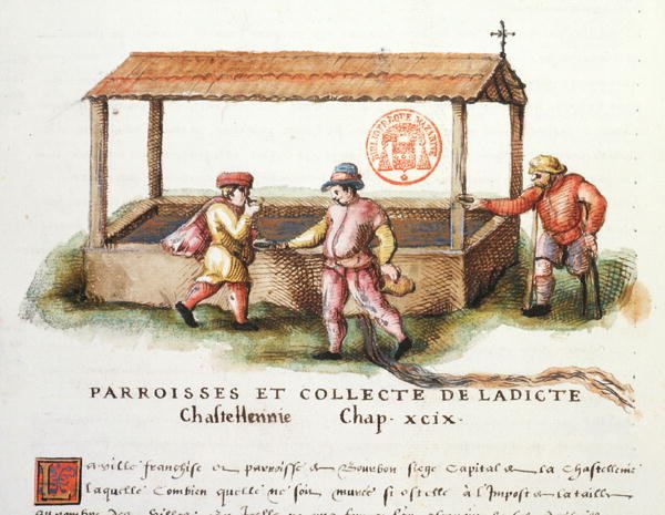 Ms 3243 Saint-Pardoux szökőkútja, Puy-de-Dome, illusztráció a „Generale Description du Bourbonnais” című művéből, Nicolas de Nicolay alkotó: French School