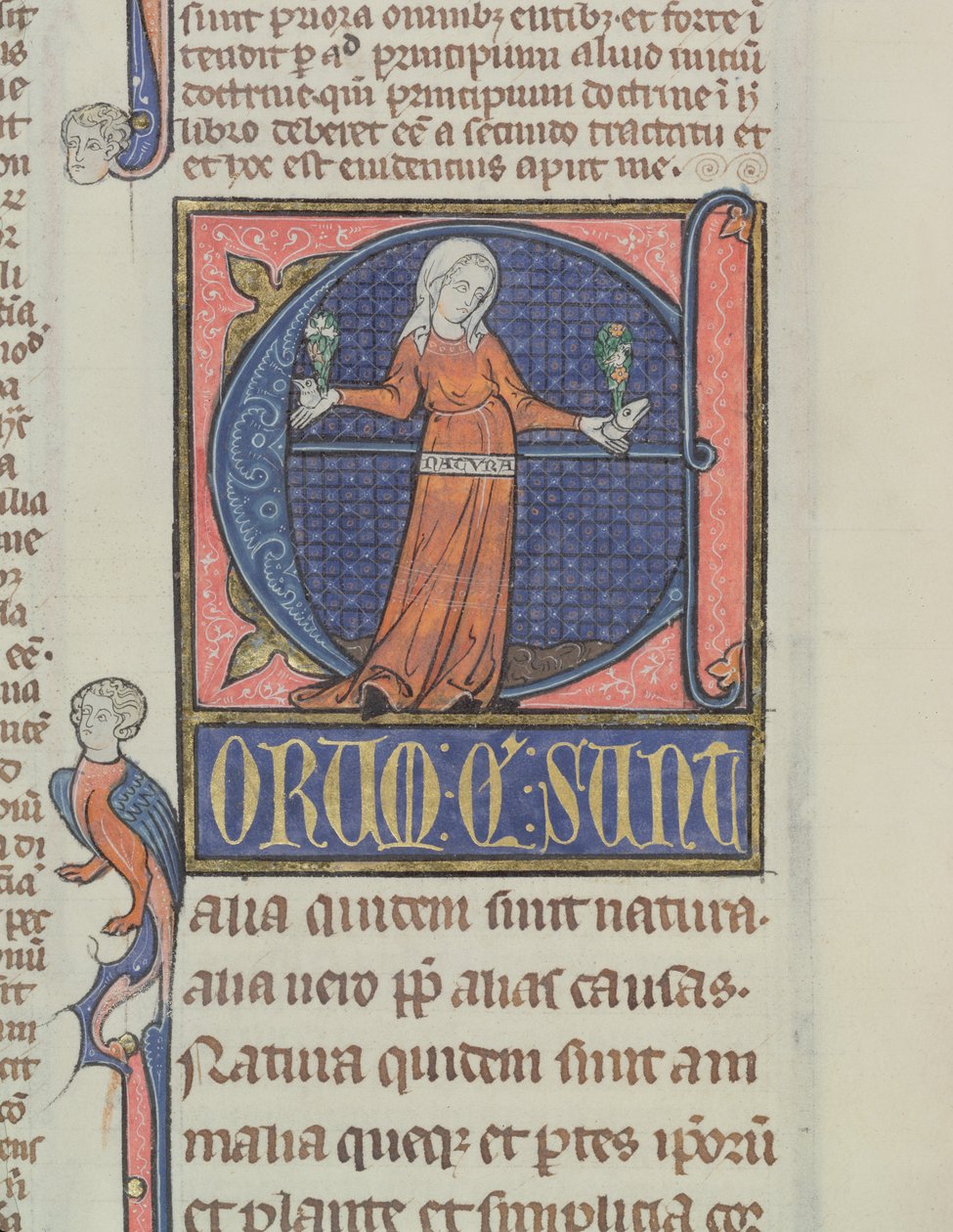 Ms 3469 Történeti kezdetű E a természet ábrázolásával, Arisztotelész (Kr. e. 384-322) fizikájából (toll, tinta és tempera pergamen) alkotó: French School