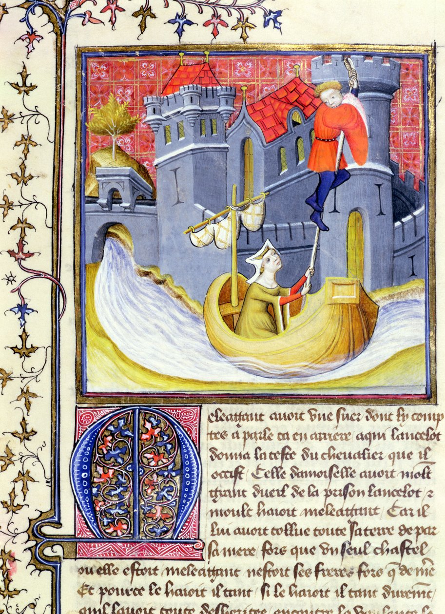 Ms 3480 Lovag, aki egy hölgy segítségével megszökött egy kastélyból, a Livre de Messire Lancelot du Lacból alkotó: French School