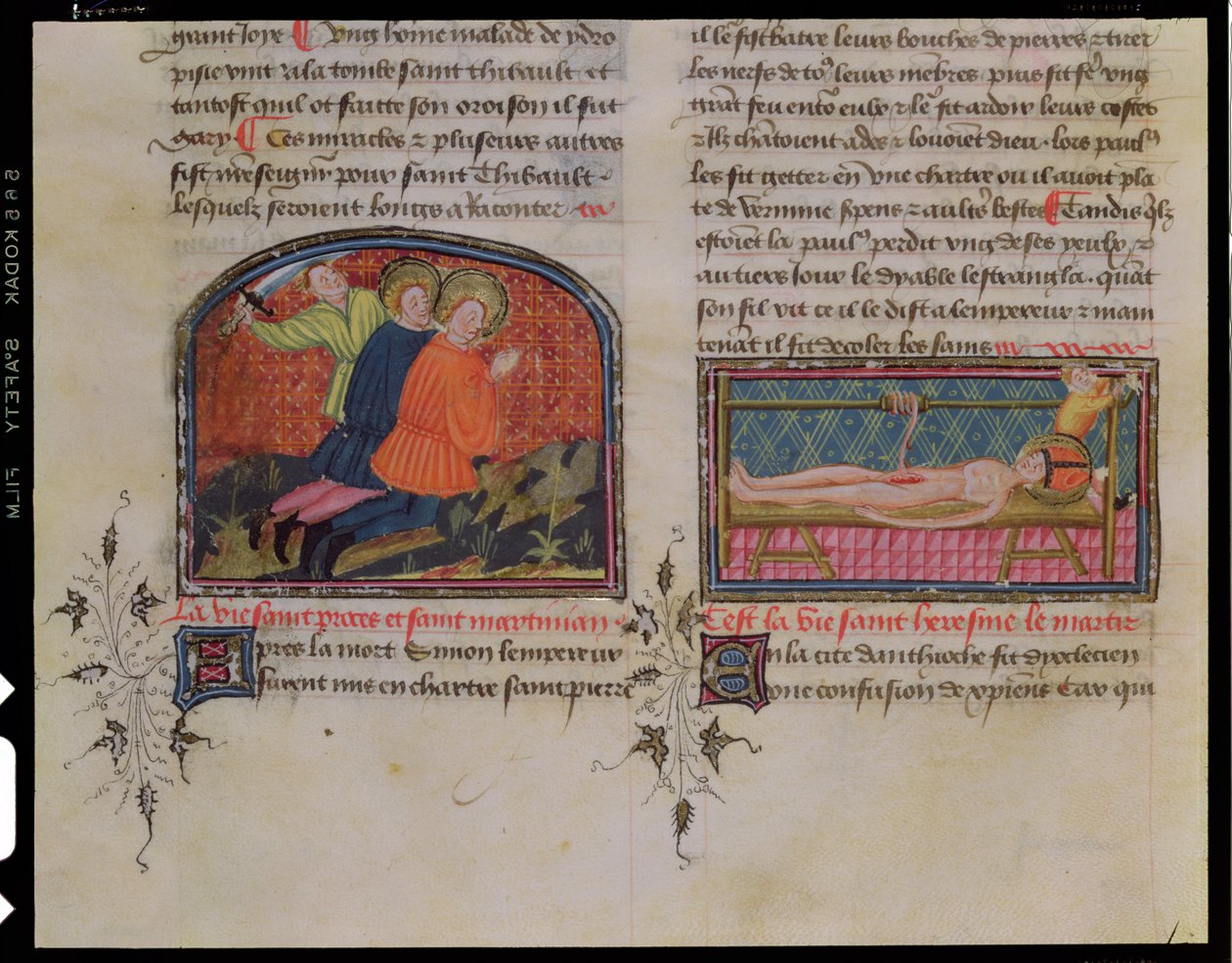 Ms 3682 Szent Processus és Szent Martinian lefejezése és Szent Erasmus vértanúsága, Jacques de Voragine Legenda Sanctorum Aureából alkotó: French School