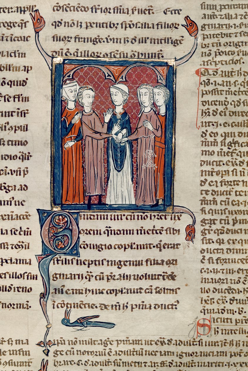 Ms 372 fol.168 Házassági jelenet, Decrets de Gratienből alkotó: French School