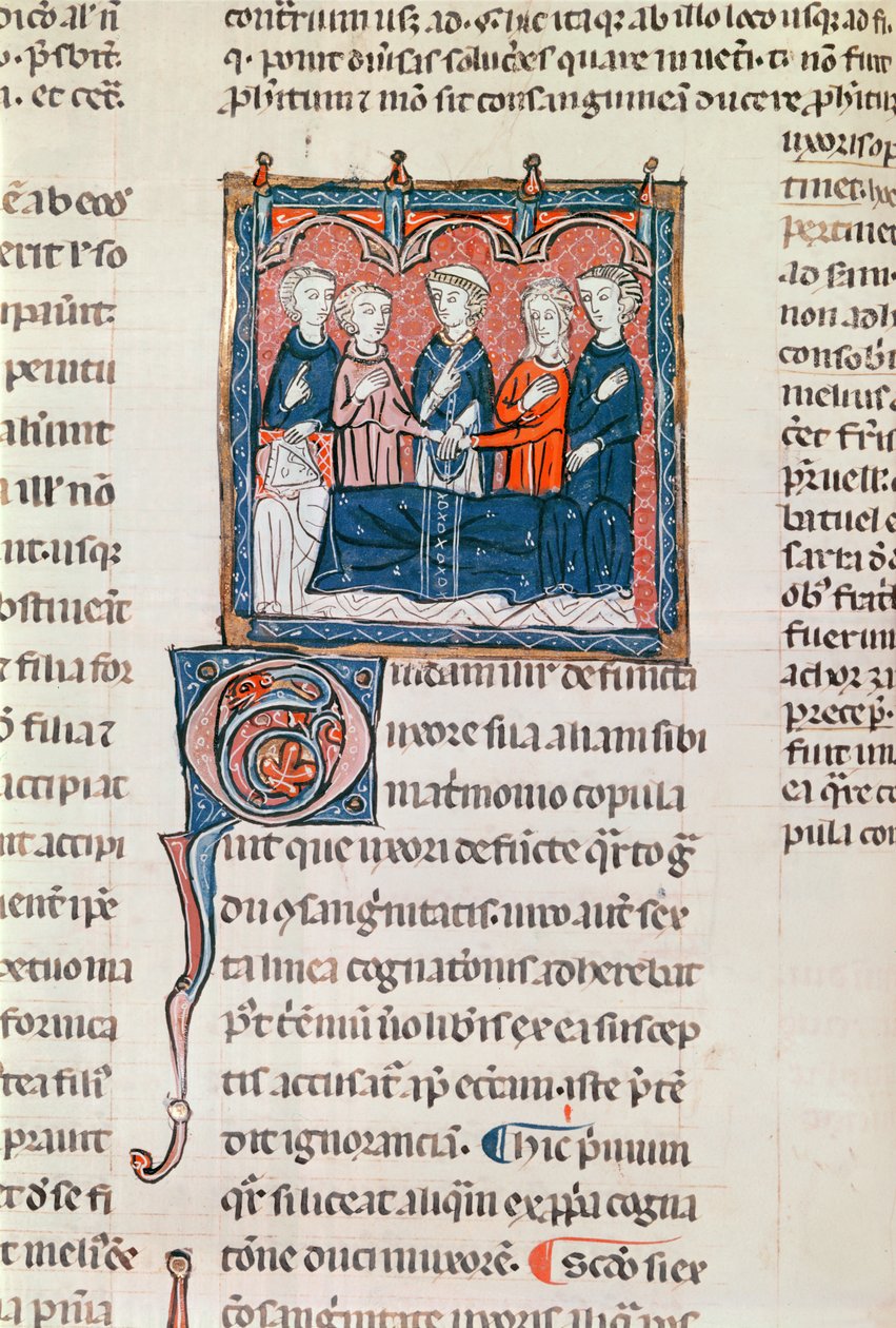 Ms 372 fol.243 Az özvegy házassága, Decrets de Gratien alkotó: French School