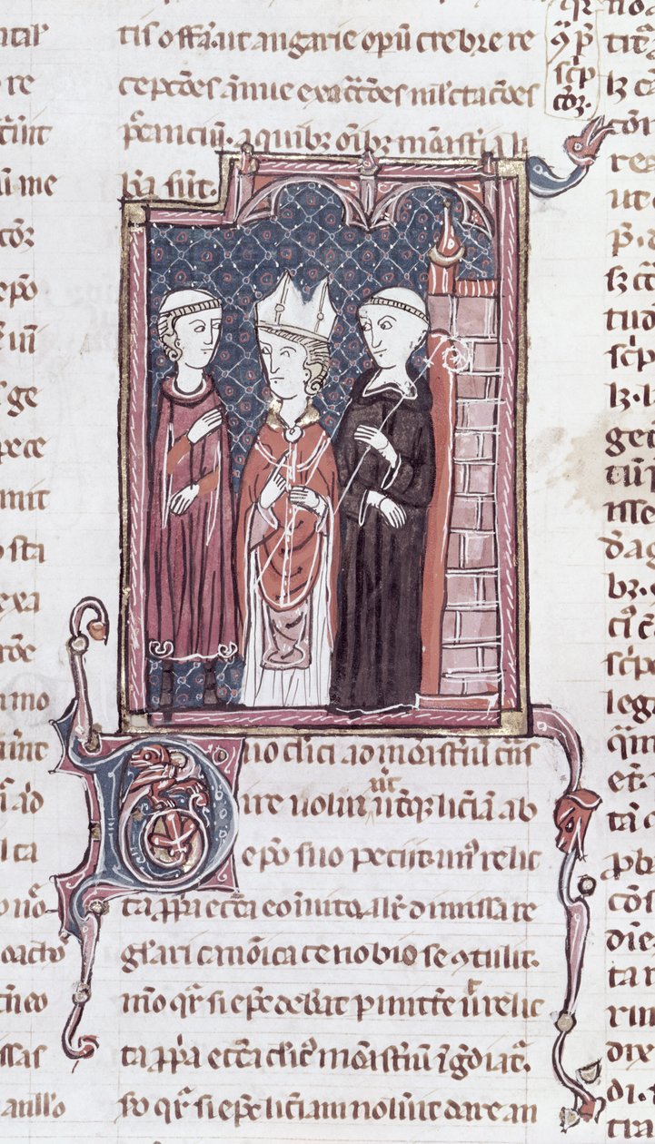 Ms 373 fol.51v Egy szerzetes, egy püspök és egy apát a Decrets de Gratien-től alkotó: French School