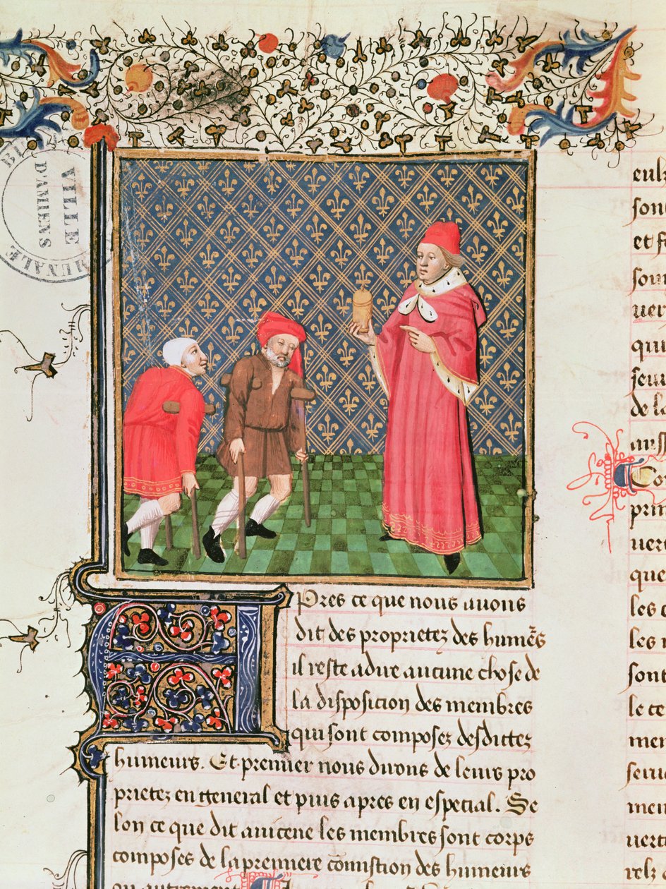 Ms 399 fol.35v Beggars, Barthelemy langlais A dolgok tulajdonságainak könyvéből alkotó: French School