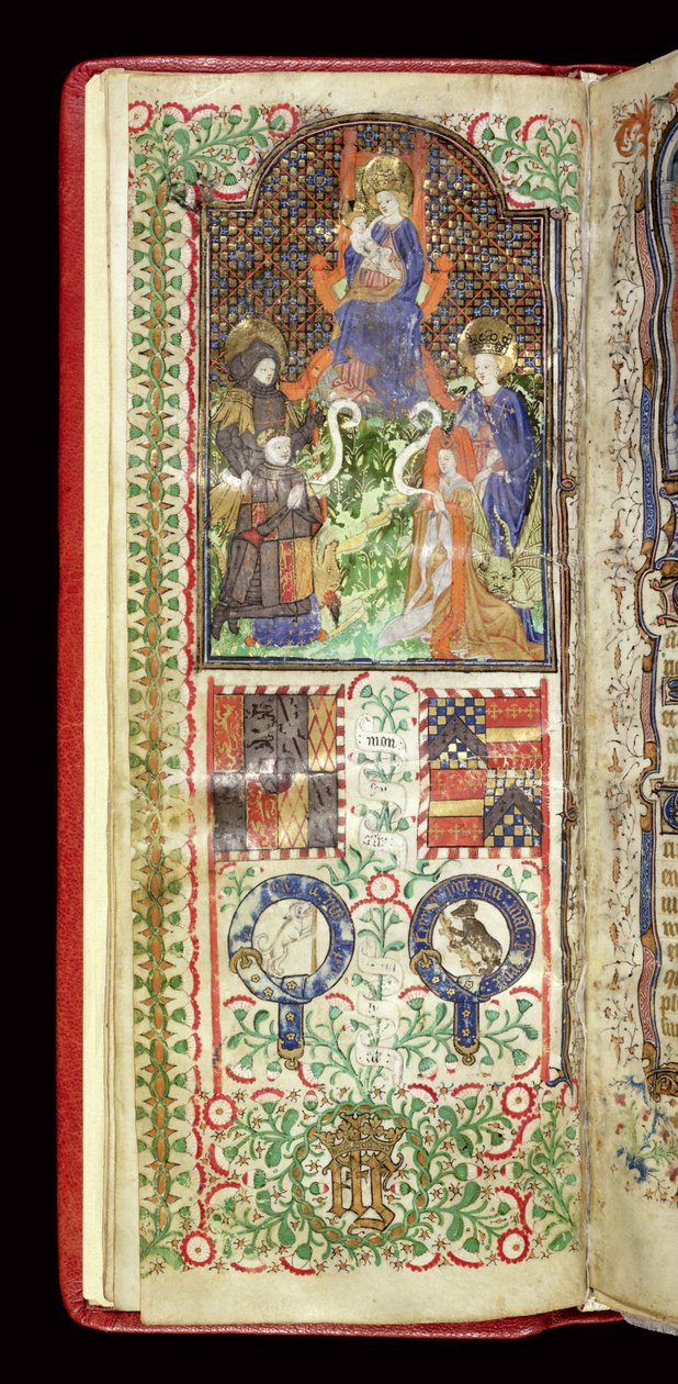 Ms 40-1950, f.7v: Dedikációs oldal egy John Talbothoz tartozó Órakönyvből, 1424 körül alkotó: French School