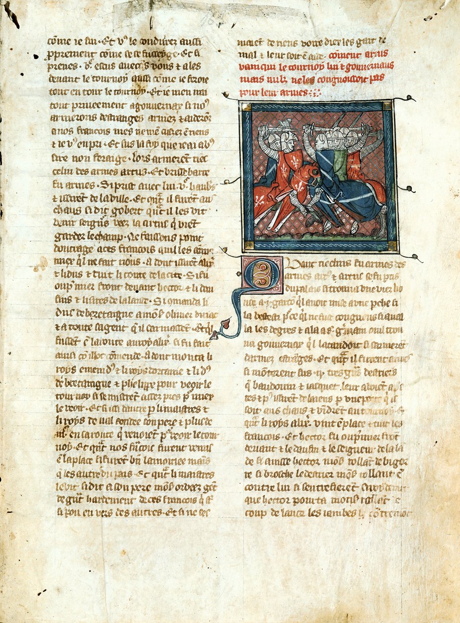 Ms 403 fol.163 Harc lovagok között, római dArtustól alkotó: French School