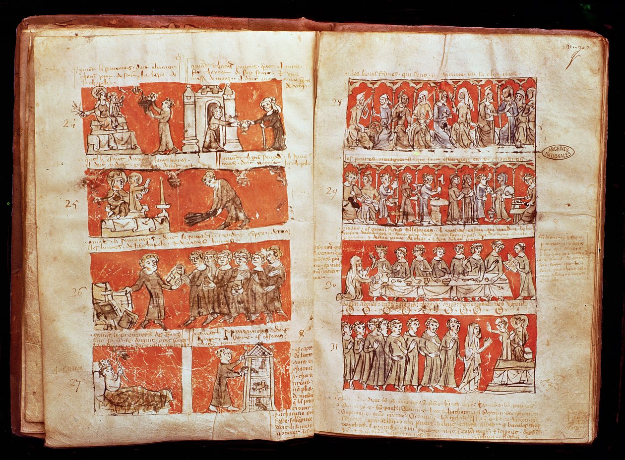Ms 408 Jelenetek a párizsi Boldogasszony Kollégium hallgatóinak életéből, a Hubant College alapszabályából, 1387 alkotó: French School