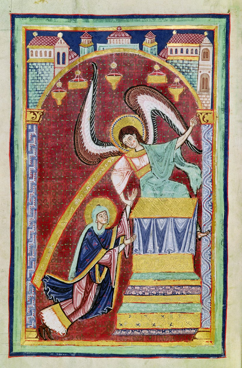 Ms 501 f.30v Szent Aldegondiusz látomása, Szent Amand élete és csodáiból alkotó: French School