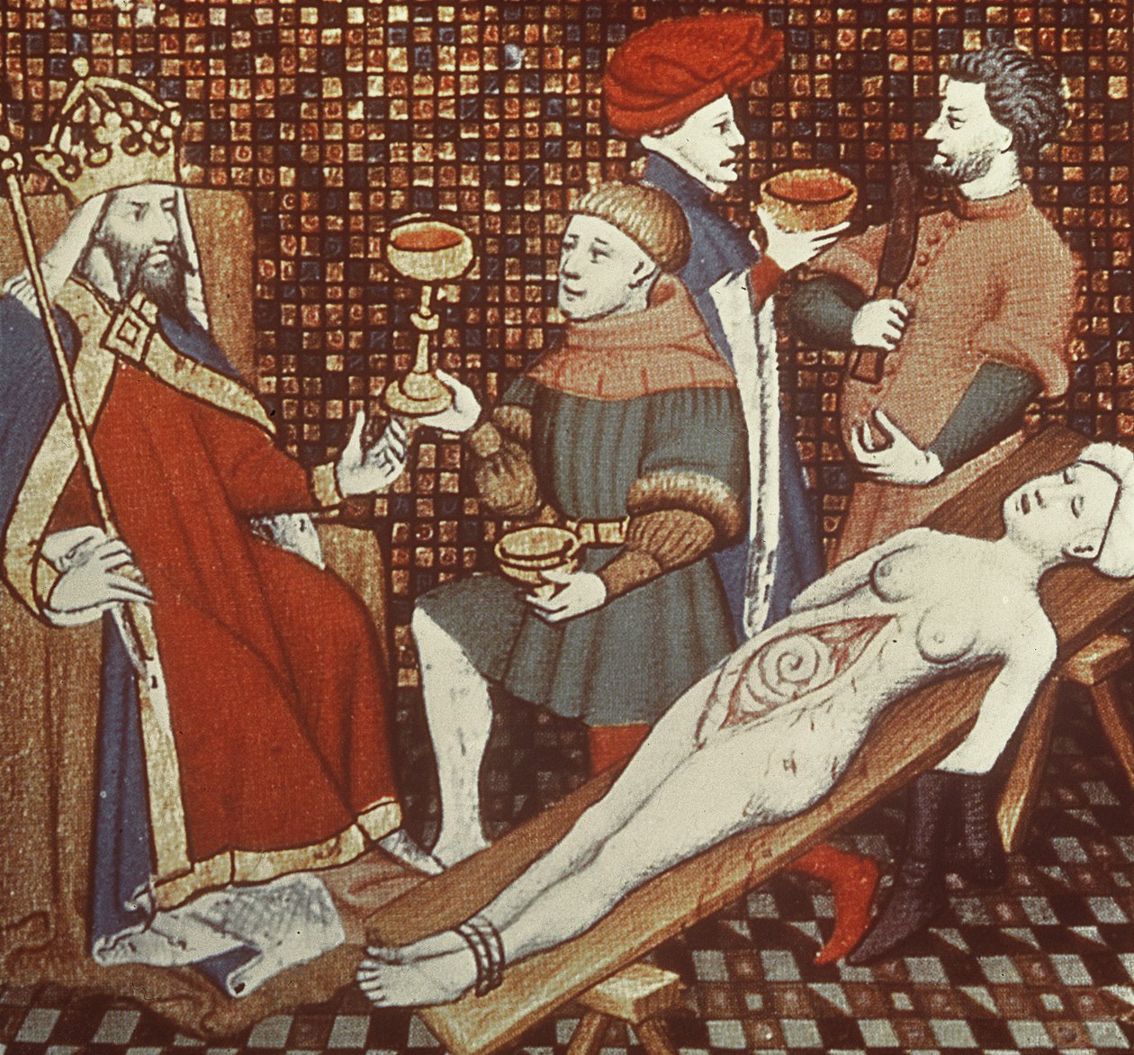 Ms 5193 f.290v Nero, aki az anyját boncolgatja, a The Cases of Men Jean Sans Peur-kiadásából, amelyet Giovanni Boccaccio (1313-75) illusztrált, 1410 körül alkotó: French School