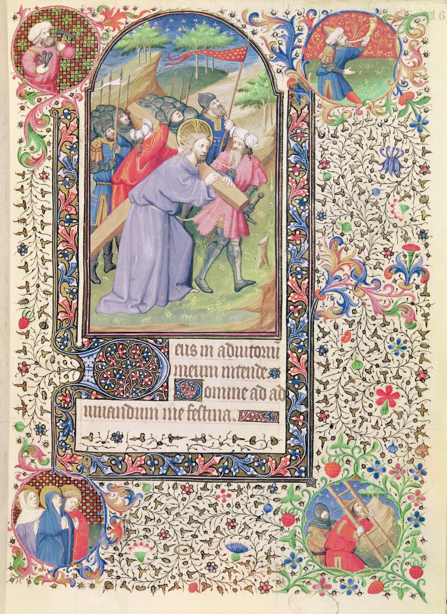 Ms 547 fol.16 Keresztállomások, egy poitiers-i nő által használt órák könyvéből alkotó: French School