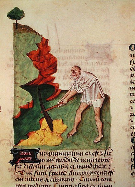 Ms 59 fol.3v Aranyat keres, Grand Herbiertől, Pedanius Dioscorides (40-90 körül) alkotó: French School