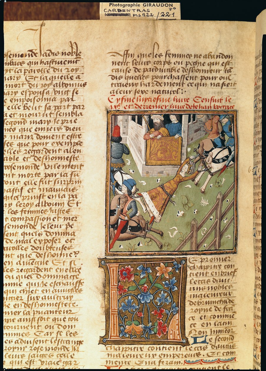 Ms 622 fol.221v Brunhilda kínzása, Des Hommes Illustres, 1460 körül alkotó: French School