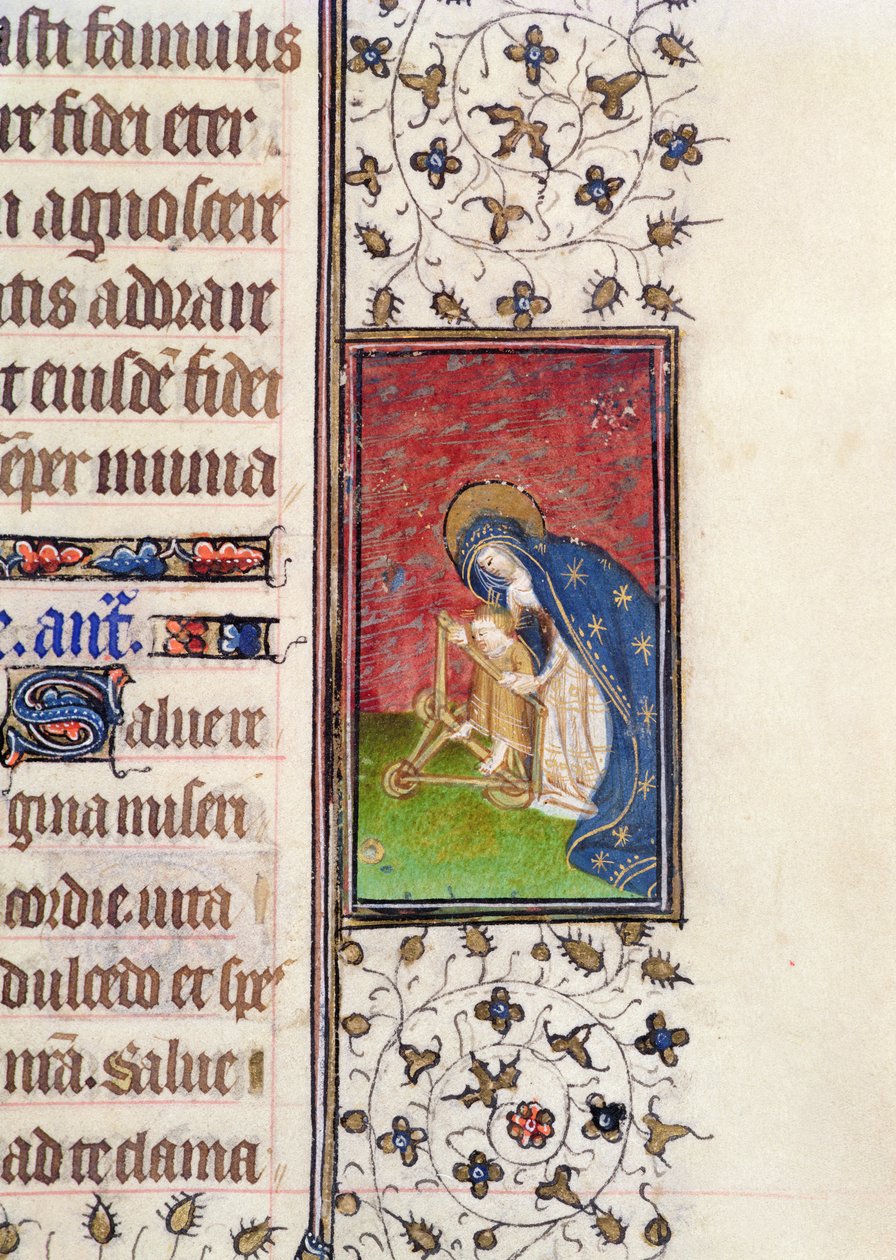 Ms 62, f.205r: Szűz és gyermek, részlet egy francia órakönyvből, 1445-50 körül (vellum) alkotó: French School