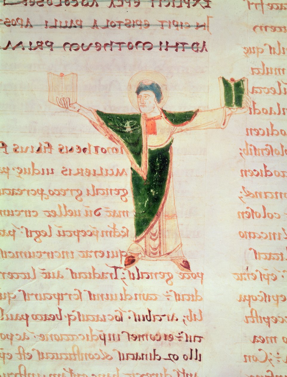 Ms 67 fol.188 Historiált T betű a Szent Pál leveleihez fűzött kommentárból alkotó: French School