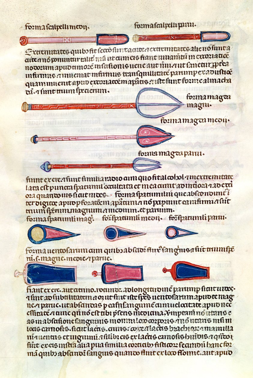 Ms 89 Ter fol.122v Sebészeti műszerek Abul Qasim Kalaf ibn al-Abbas al Zahrawi értekezéséből (Albukázis) alkotó: French School