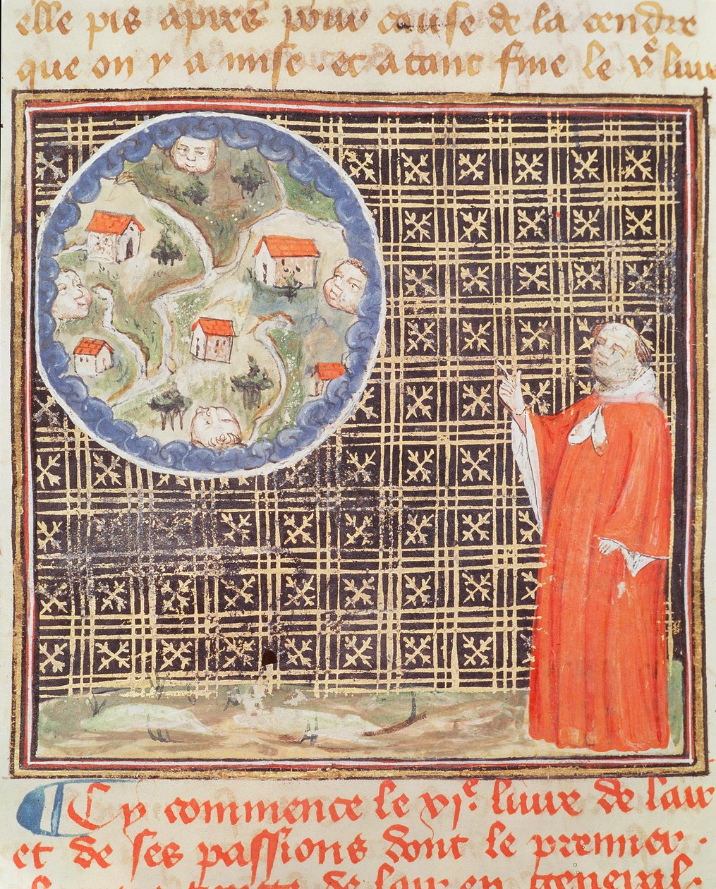 Ms 993 fol.142 A víz és a szelek tulajdonságai, Jean Cordichon Le Livre des Proprietes des Choses című művéből alkotó: French School