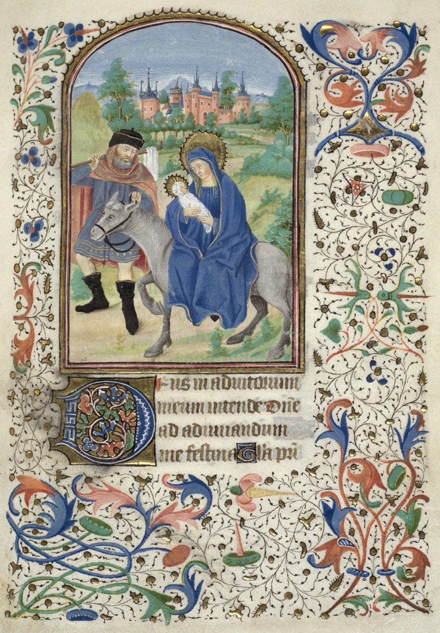 Ms Euing 4 f.55r Repülés Egyiptomba, Glasgow Hoursból, 1450-60 körül alkotó: French School