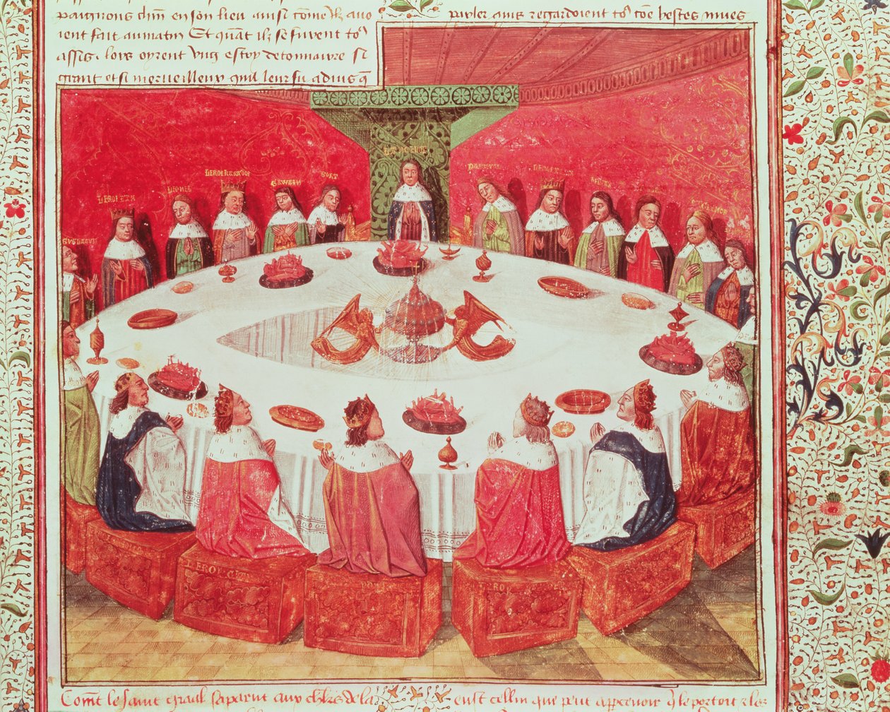 Ms Fr 112 f.5 A Kerekasztal és a Szent Grál, a Livre de Messire Lancelot du Lacból, 1470 alkotó: French School