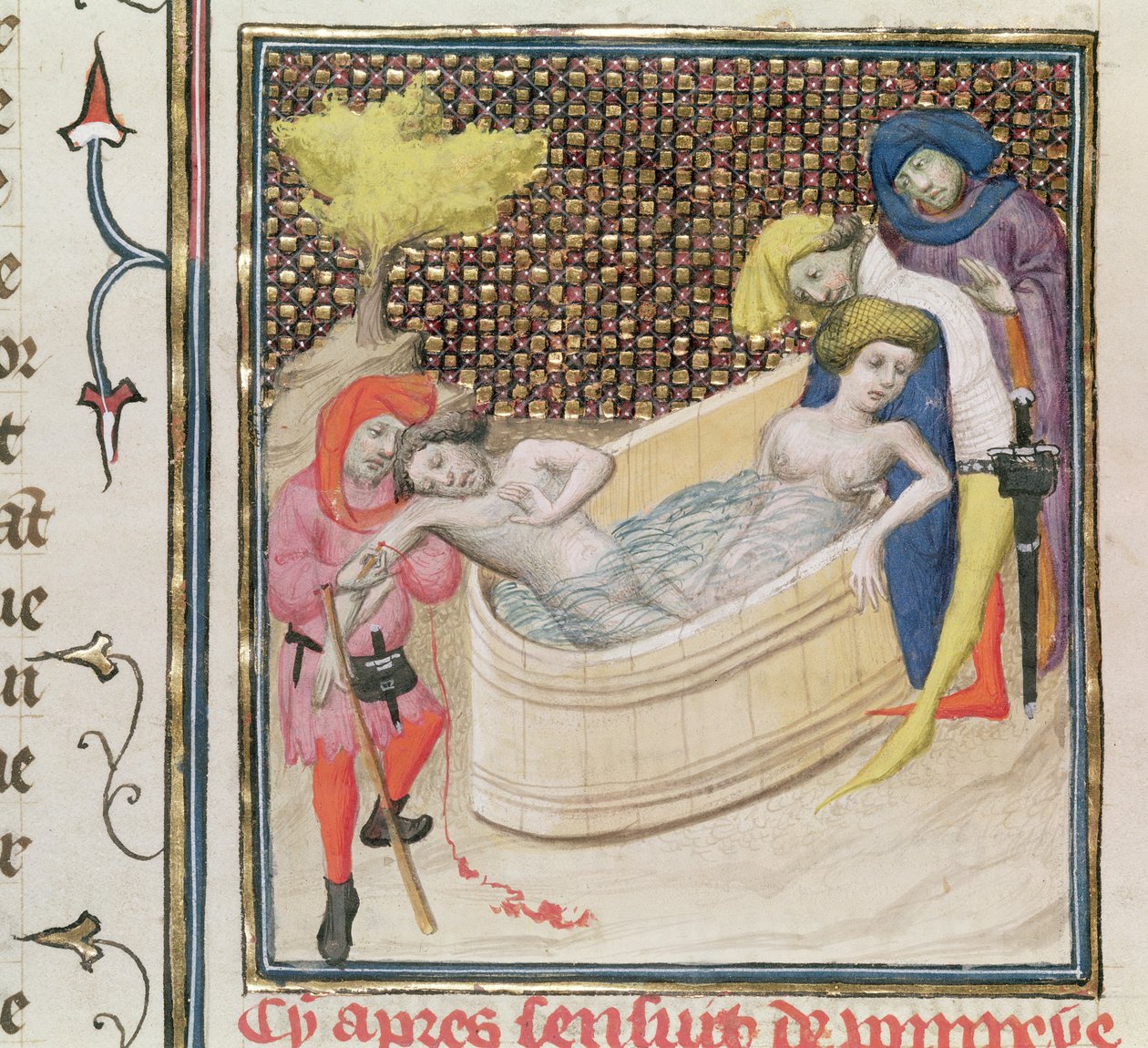 Ms Fr 12420 Paulina Dying With Seneca, De Claris Mulieribus, Giovanni Boccaccio (1313-75) alkotó: French School