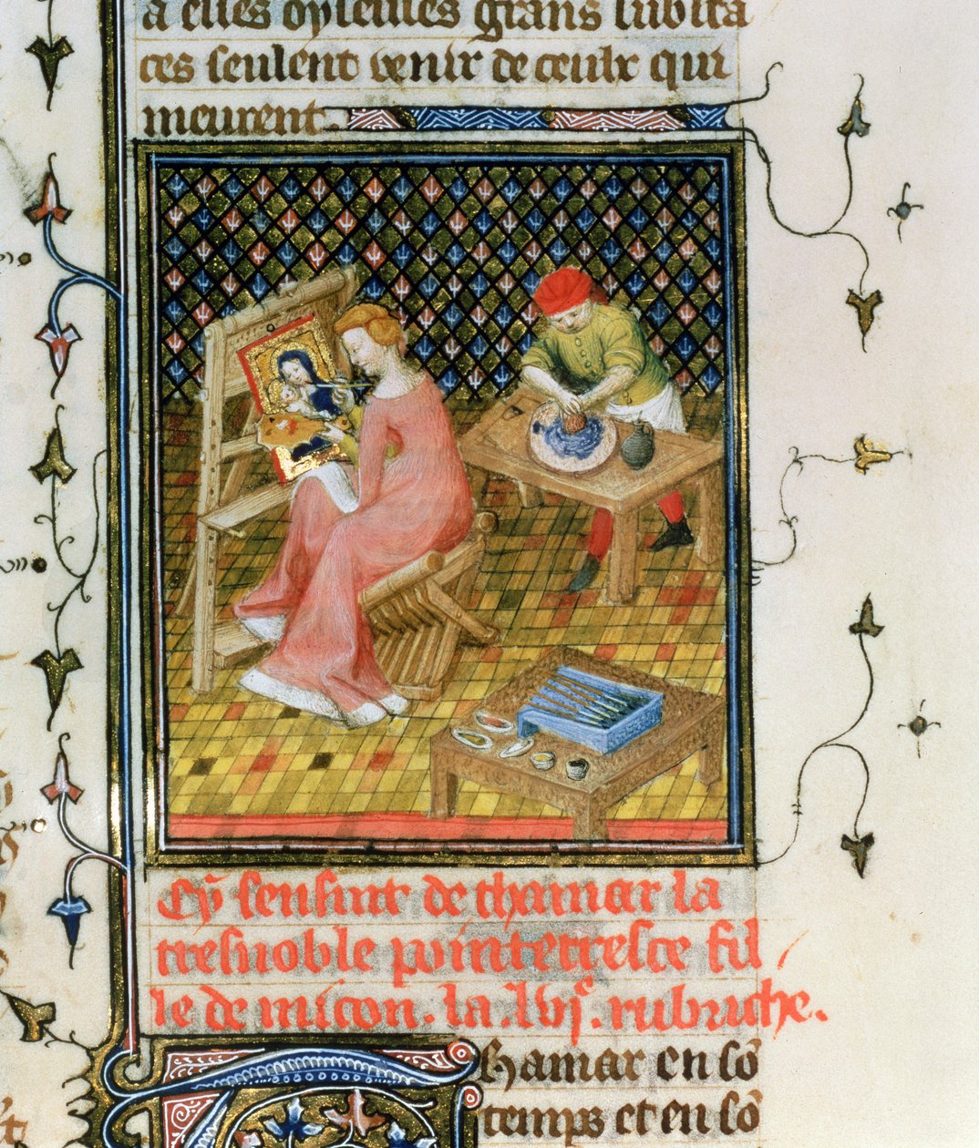 Ms Fr 12420 fol.86r Thamyris története, a `De Claris Mulieribusból, Giovanni Boccaccio műveiből alkotó: French School
