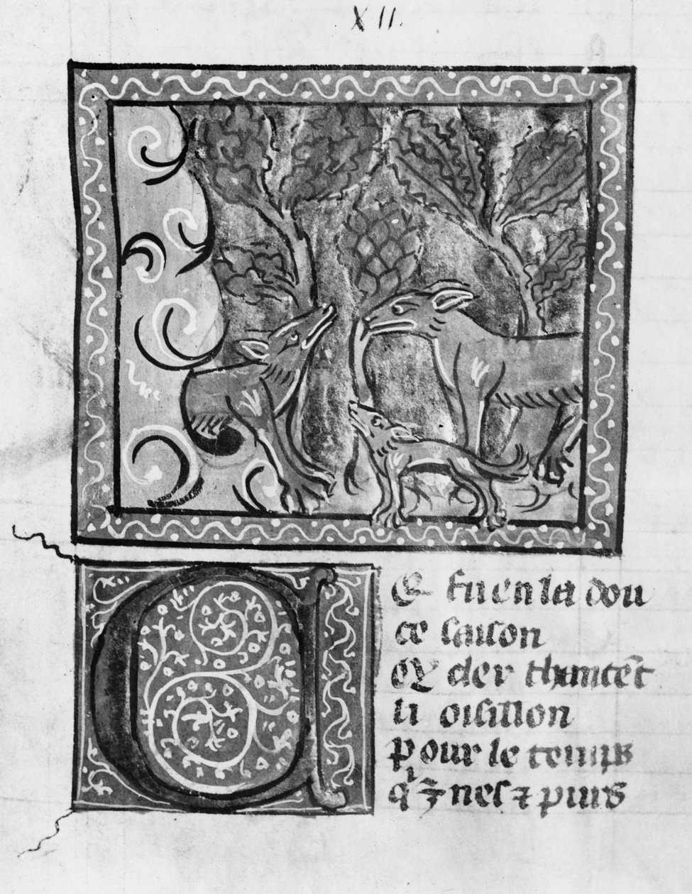 Ms Fr 1580 A róka, a farkas és a kutya, a Le Roman de Renartból alkotó: French School