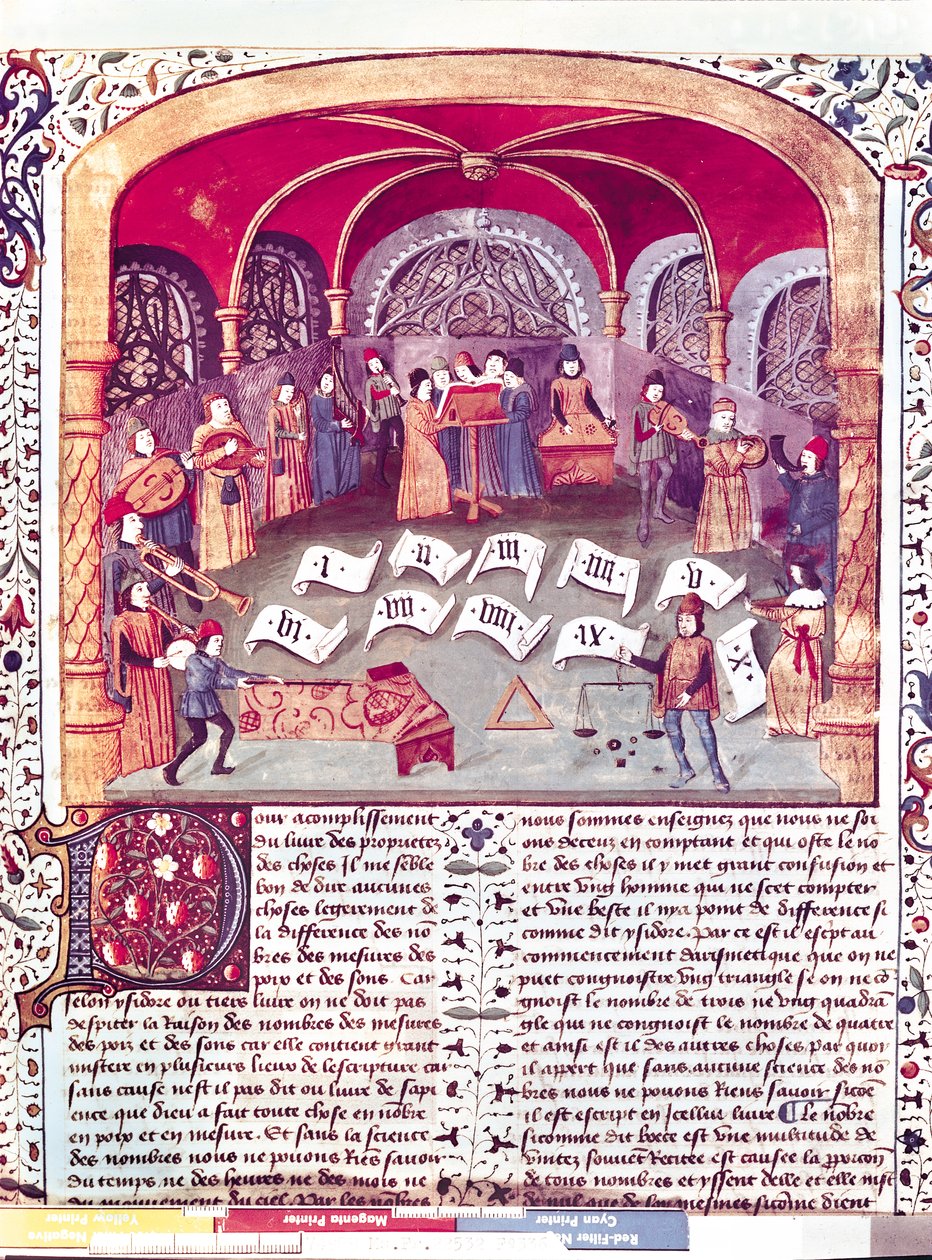 Ms Fr 22532 fol.336 Koncert, a Des Proprietez des Choses, Barthelemy lAnglais alkotó: French School