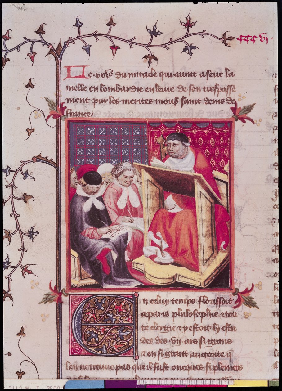 Ms Fr 2608 Fol.295v A Párizsi Egyetem professzora, a Grandes Chroniques de France-tól, 1400 körül alkotó: French School