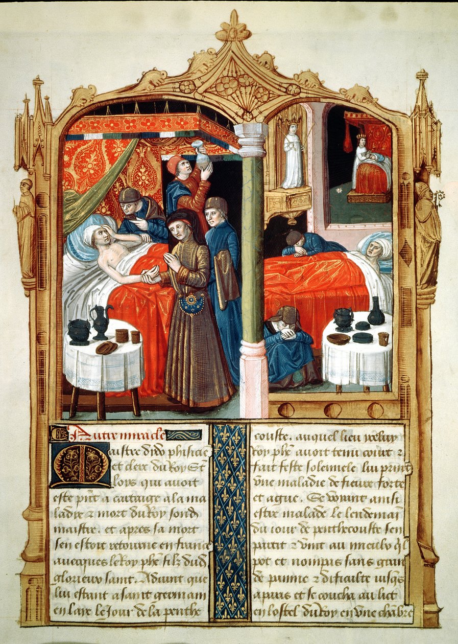 Ms Fr 2829 fol.90 Csodák St. Louis sírjánál, Le Livre des Faiz de Monseigneur Saint Louis alkotó: French School