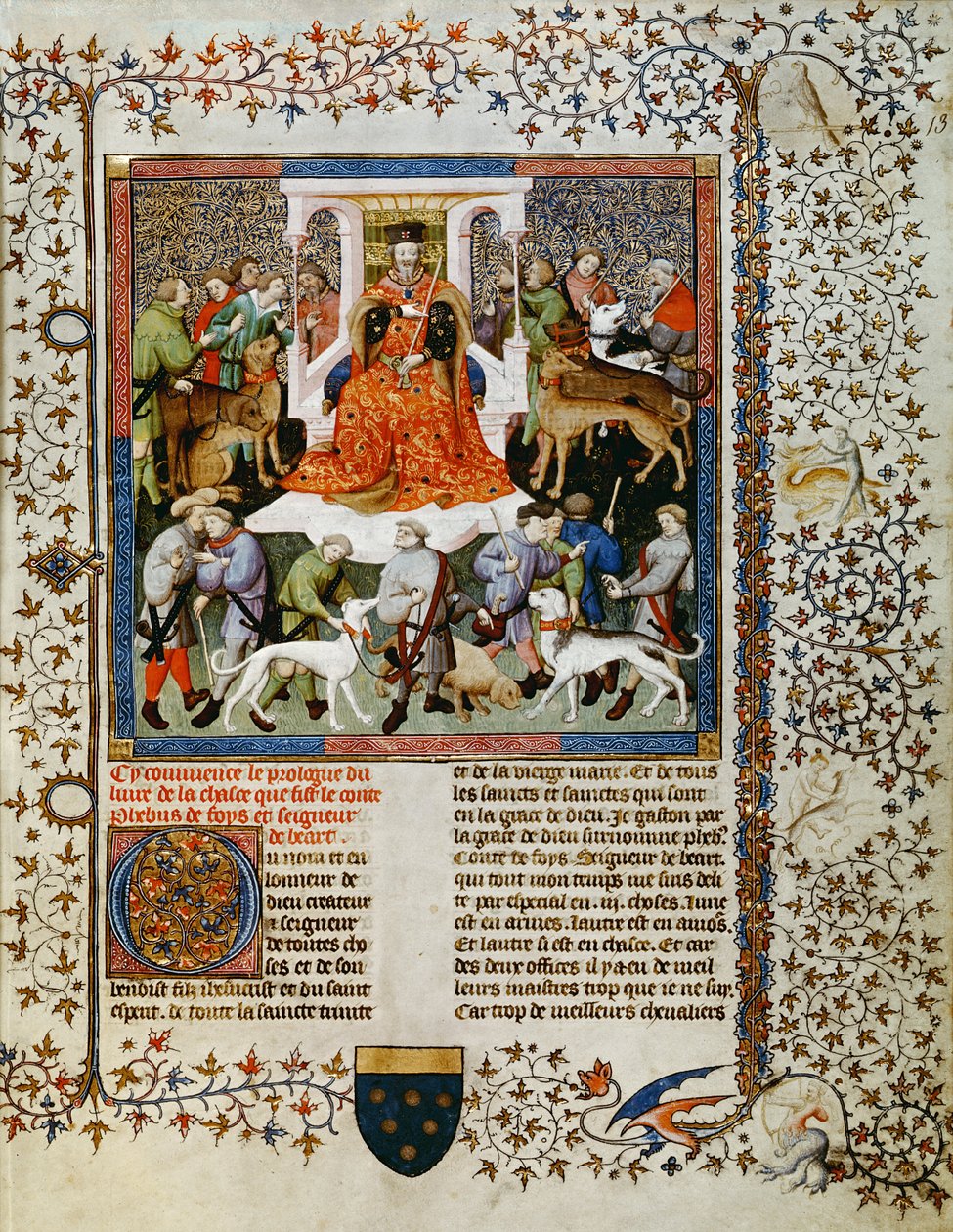 Ms Fr 616 fol.13 Felkészülés a vadászatra, a Livre de la Chasse-ból, Gaston Phebus de Foix (1331-91) alkotó: French School