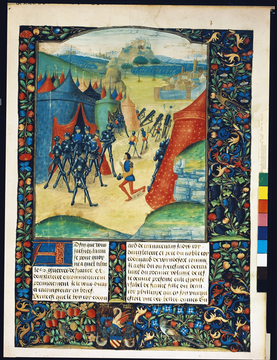 Ms Fr 87 Fol.1 IV. Edward tábora, az Ancient Chronicles of England-ből, Jean Batard de Wavrin, 1470-80 körül alkotó: French School