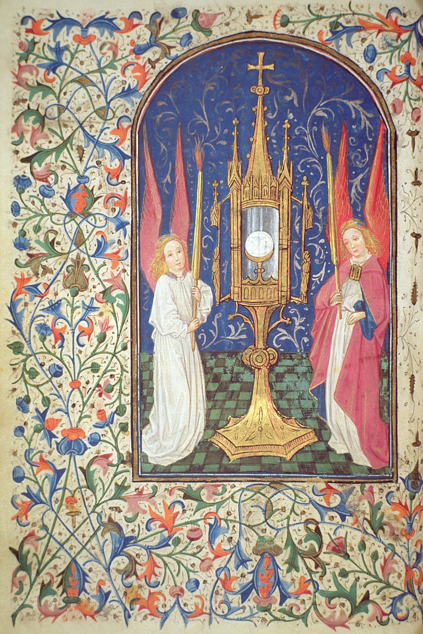 Ms Gen 288 f.38v A szentség és két angyal, 1460 körül alkotó: French School