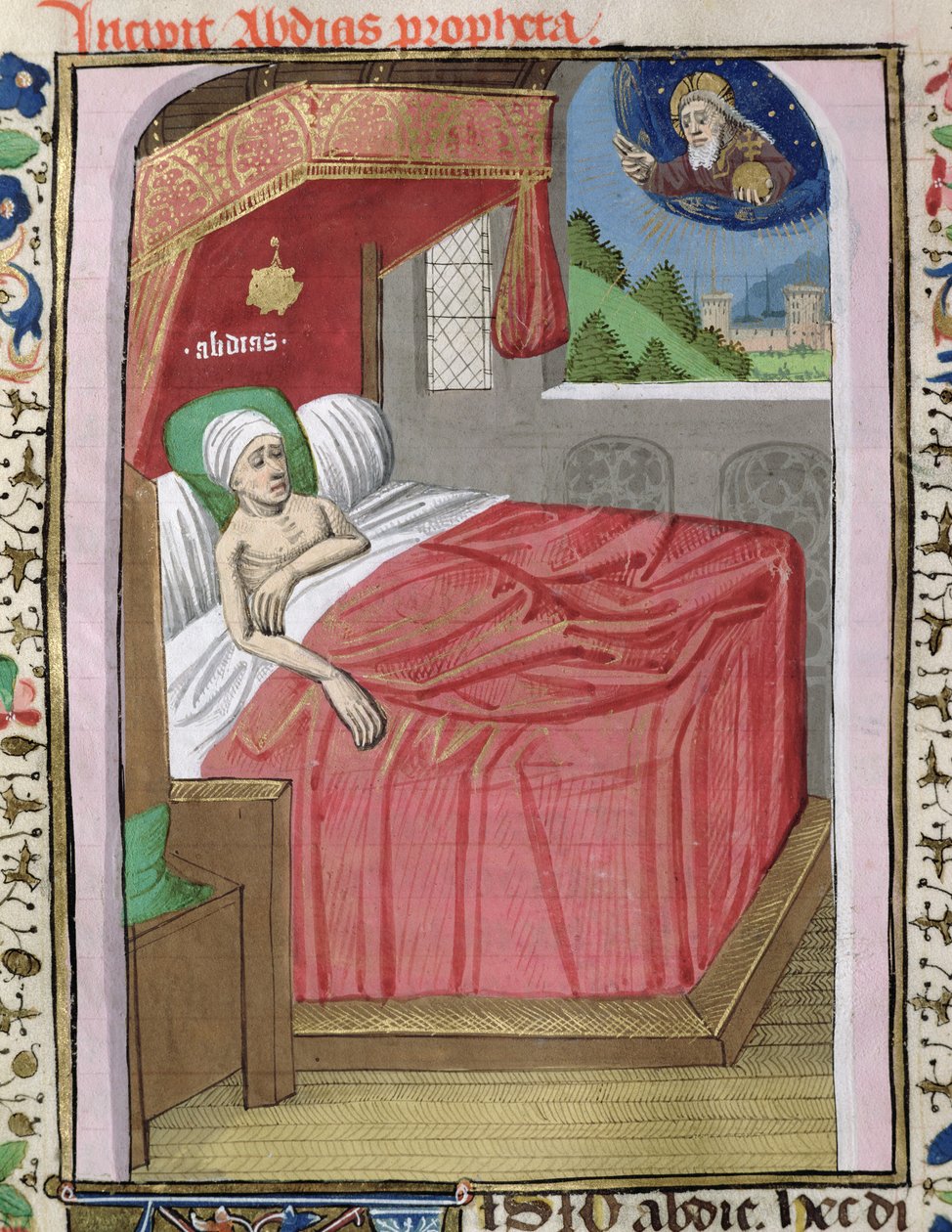 Ms H 7 fol.110v The Vision of Obadiah, Jean XXII Bibliájából alkotó: French School