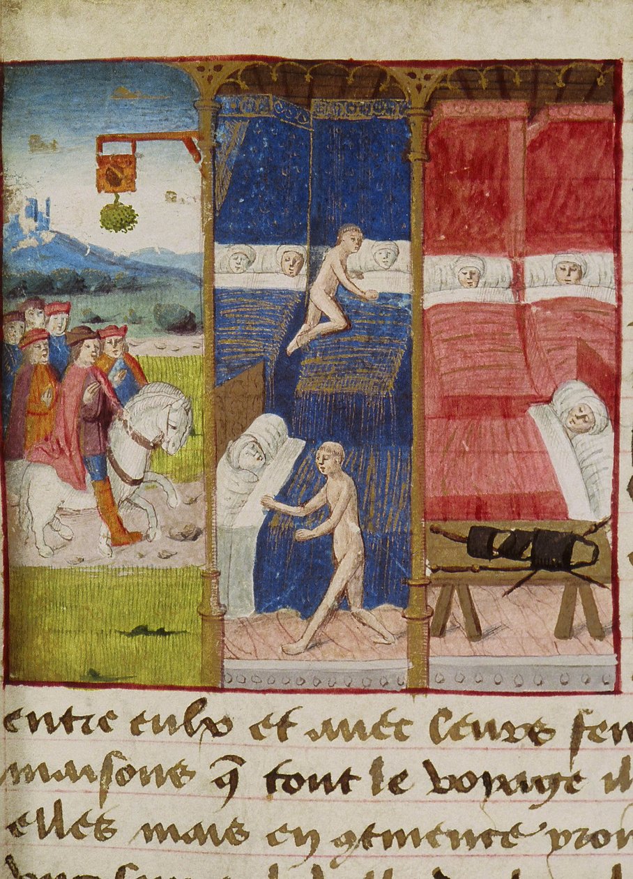 Ms Hunter 252 f.75v Hostel, "Les Cent Nouvelles Nouvelles", 1462 alkotó: French School
