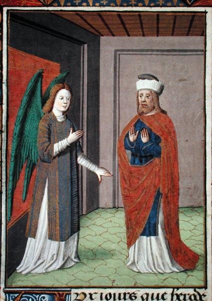 Ms Hunter 368 f.17v Angel, c.1460 (vellum) alkotó: French School