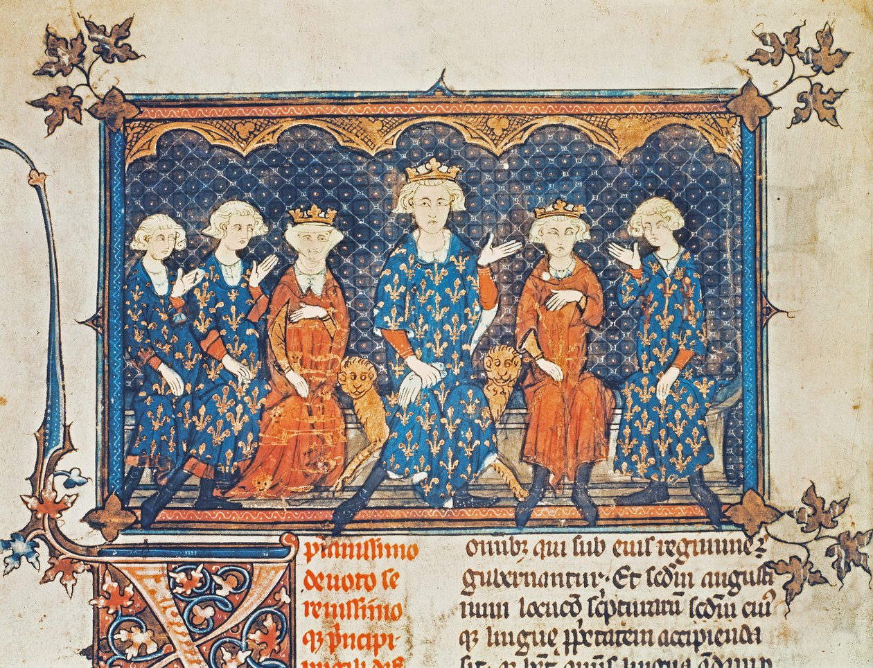 Ms Lat 8504 f.1v IV. Fülöp (1268-1314) francia négy gyermekével és testvérével Valois Károly alkotó: French School