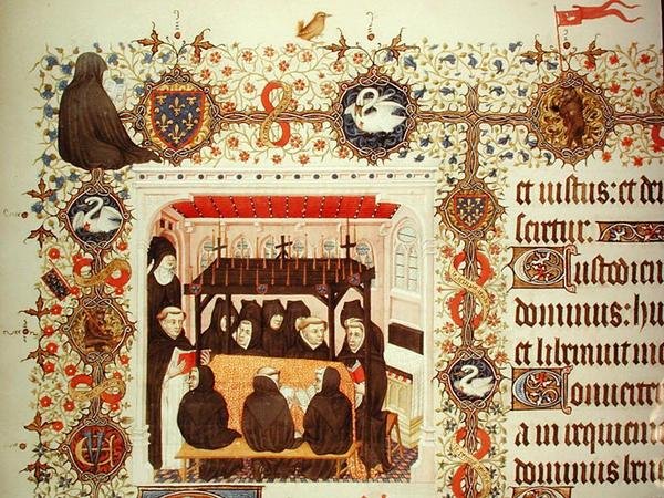 Ms Lat 919 A hercegnő gyásza címerekkel és állatrészletekkel, a Grandes Heures de Duc de Berry-től alkotó: French School