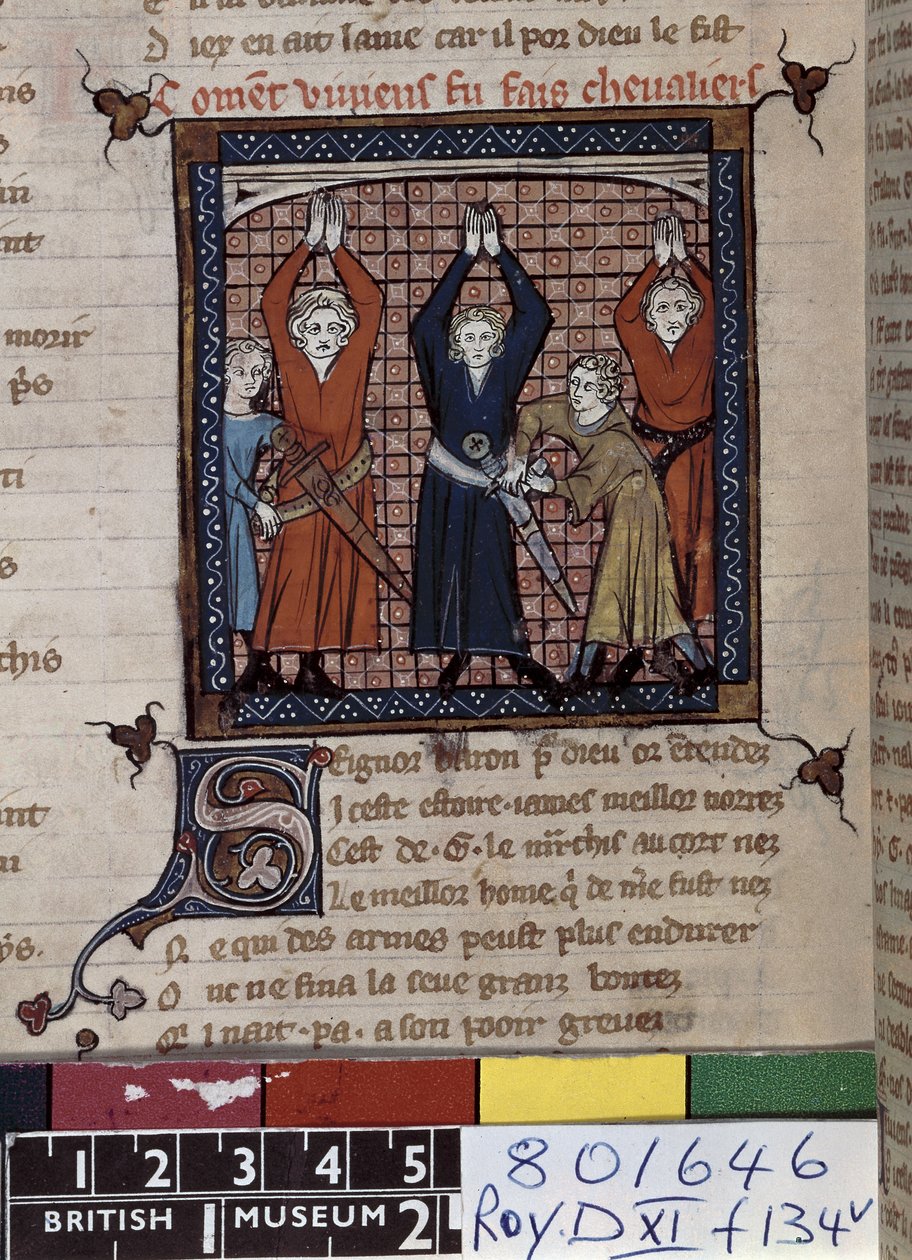 Ms. Roy 20 D XI fol.134v Vivian és társai esküt tesznek, a „Chansons of Guillaume d
