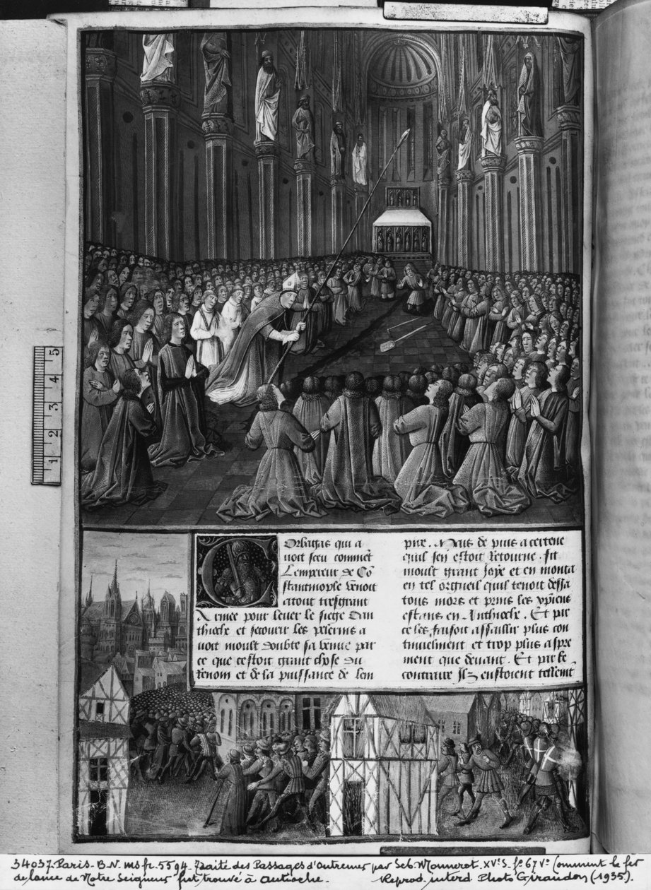 Ms.fr 5594 fol.67v Hogyan találták meg Urunk lándzsáját Antiochiában? alkotó: French School
