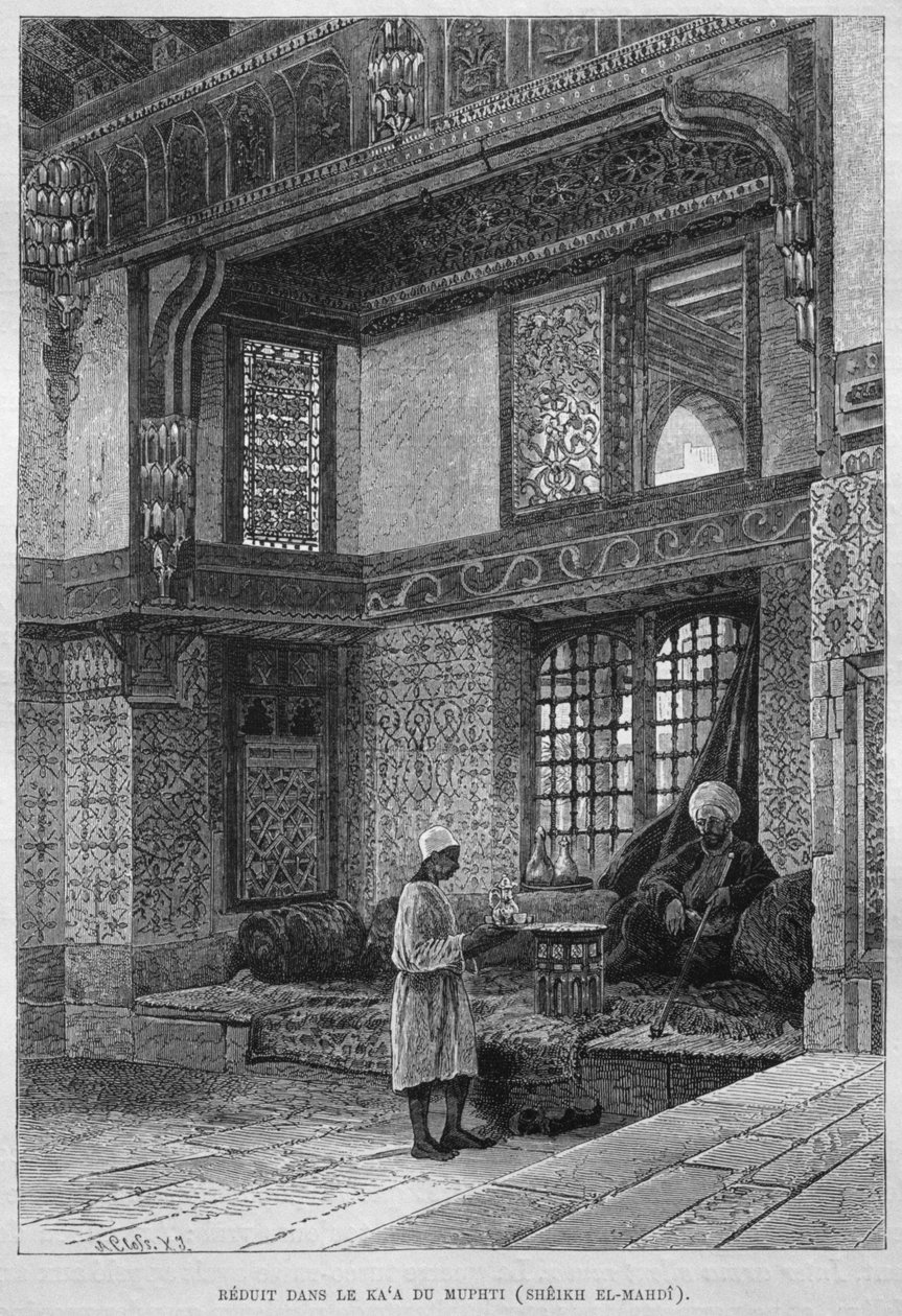 Mufti ház, Qaa, Georg Moritz Ebers (1837-98) Egyiptomból, 1881 (bw metszet) alkotó: French School