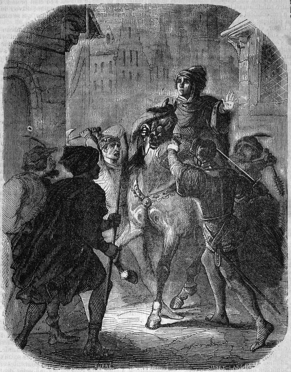 Valois I. Lajos, Orléans hercege (1372-1407) meggyilkolása az Old Rue du Temple-ben, Jean Sans Ppeur – a Histoire de France-ban”” L.-P. Anquetil alkotó: French School