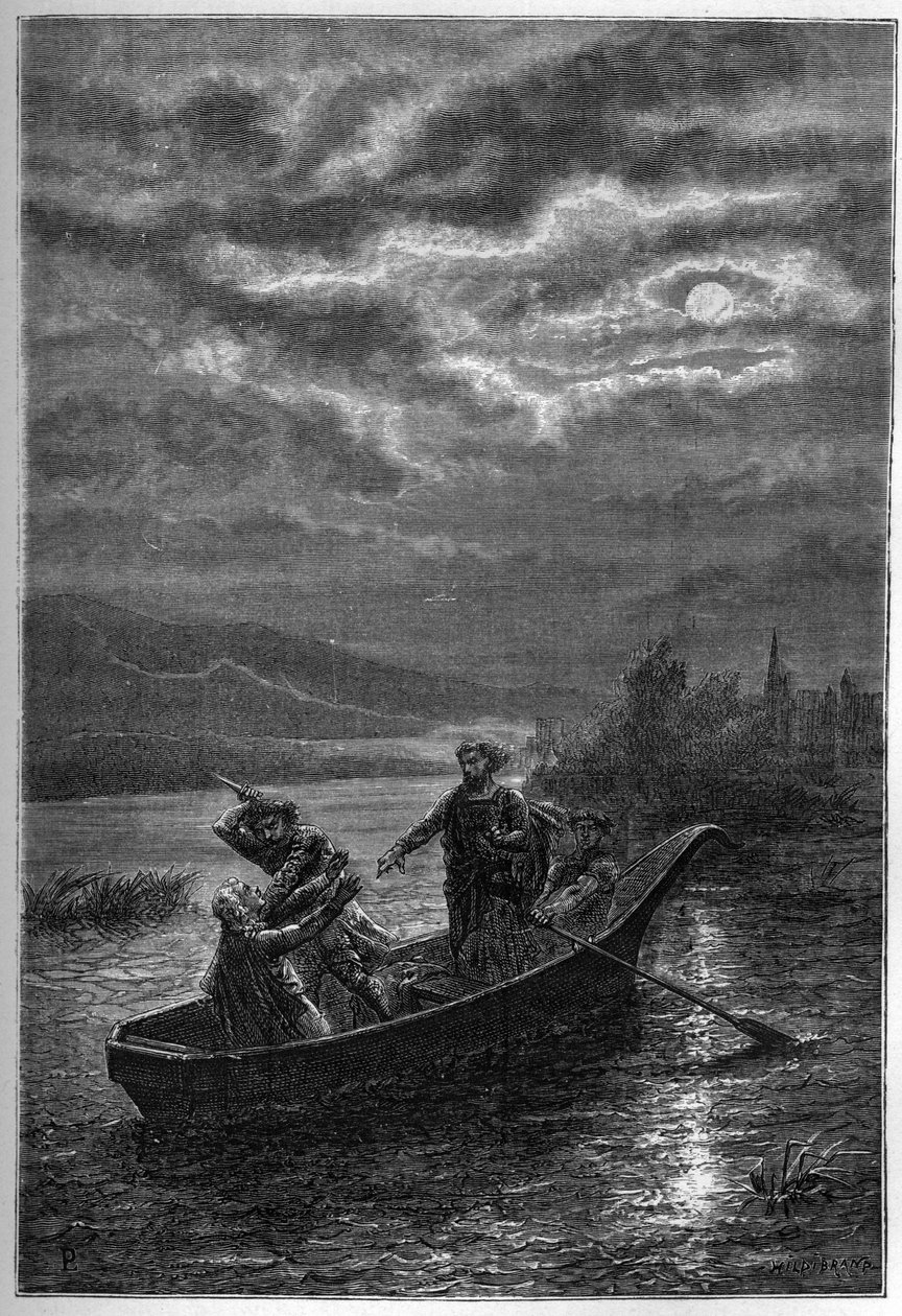 I. Arthur herceg (1186-1203) Bretagne hercegének meggyilkolása John Lackland által Rouenben (Franciaország), 1203-ban - I. Arthur (1186-1203), Bretagne hercegének meggyilkolása John Lackland király (1167-1216) által. Rouen 1203-ban - metszet a „L