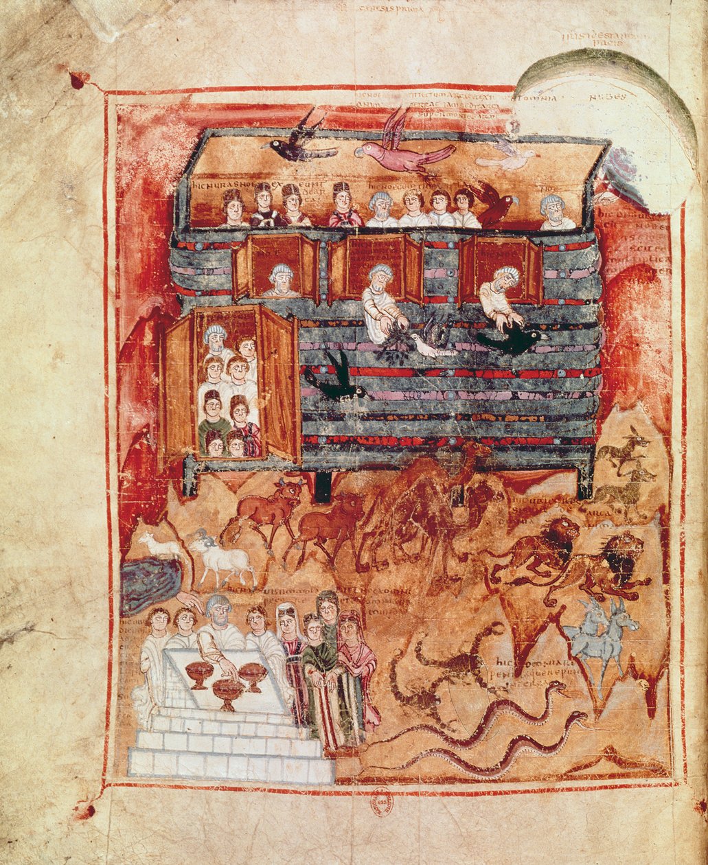 N.A.L 2334 fol.10v Noahs Ark, a De Tours Pentateuchtól alkotó: French School