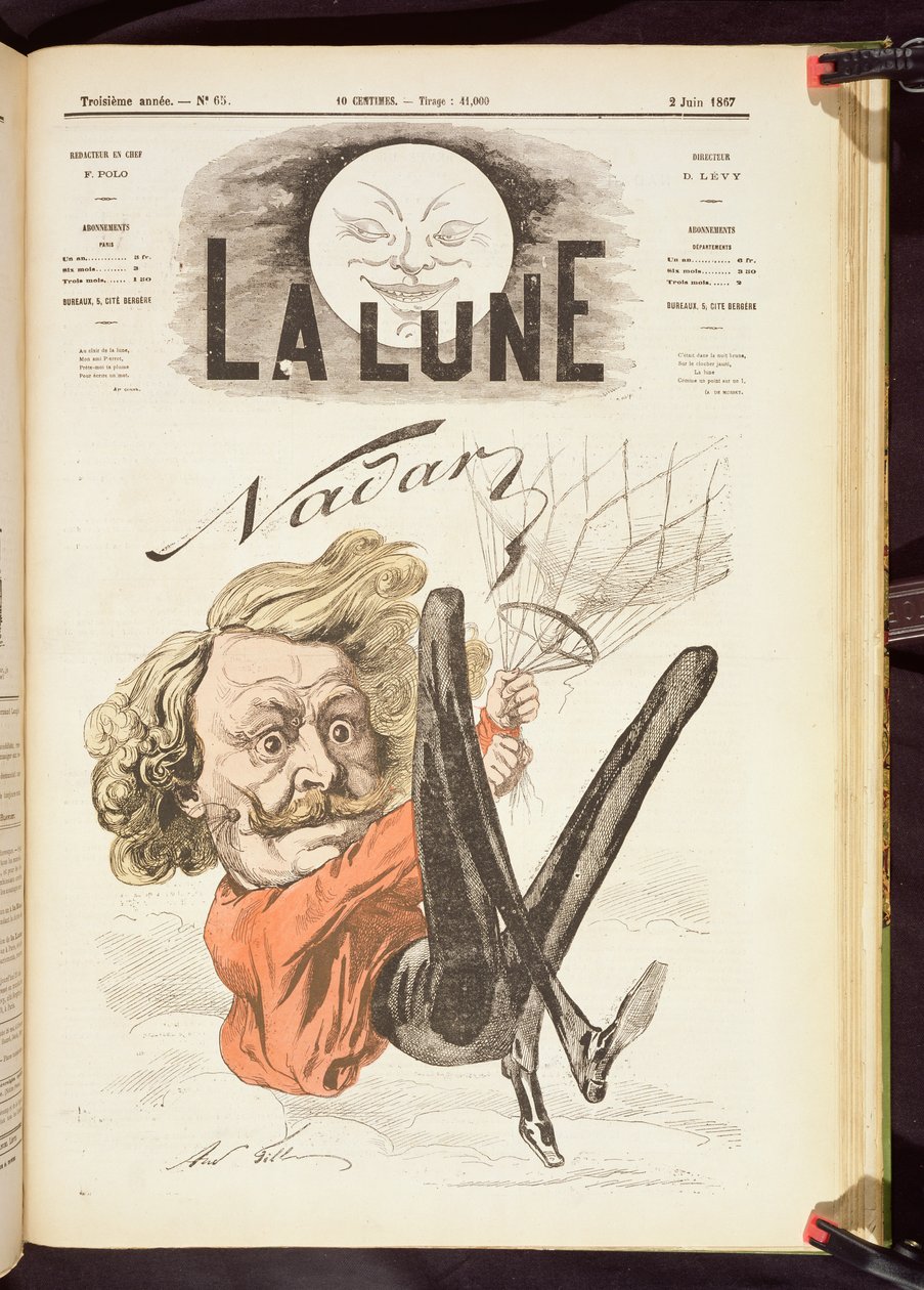 Nadar (1820-1910) az 1867 júniusában megjelent La Lune címlapja alkotó: French School