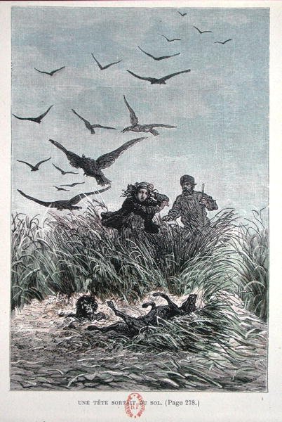 Nadia és Michel Strogoff, Jules Verne (1828-1905) „Michel Strogoff” című művéből, 1893 (színes litó) alkotó: French School