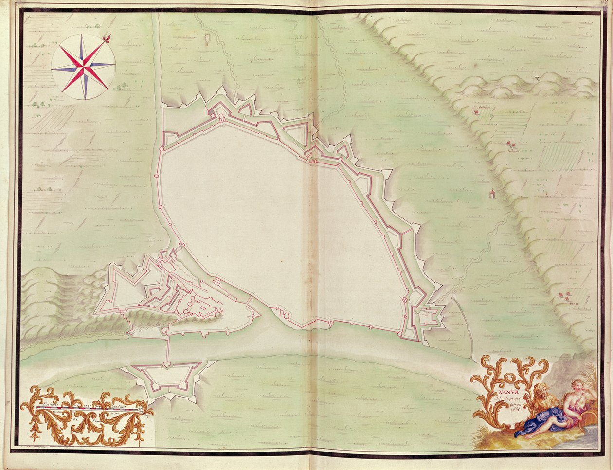 Namur, XIV. Lajos atlaszából. Külföldi helyek tervei, 1665 (toll, tinta és mosás) alkotó: French School