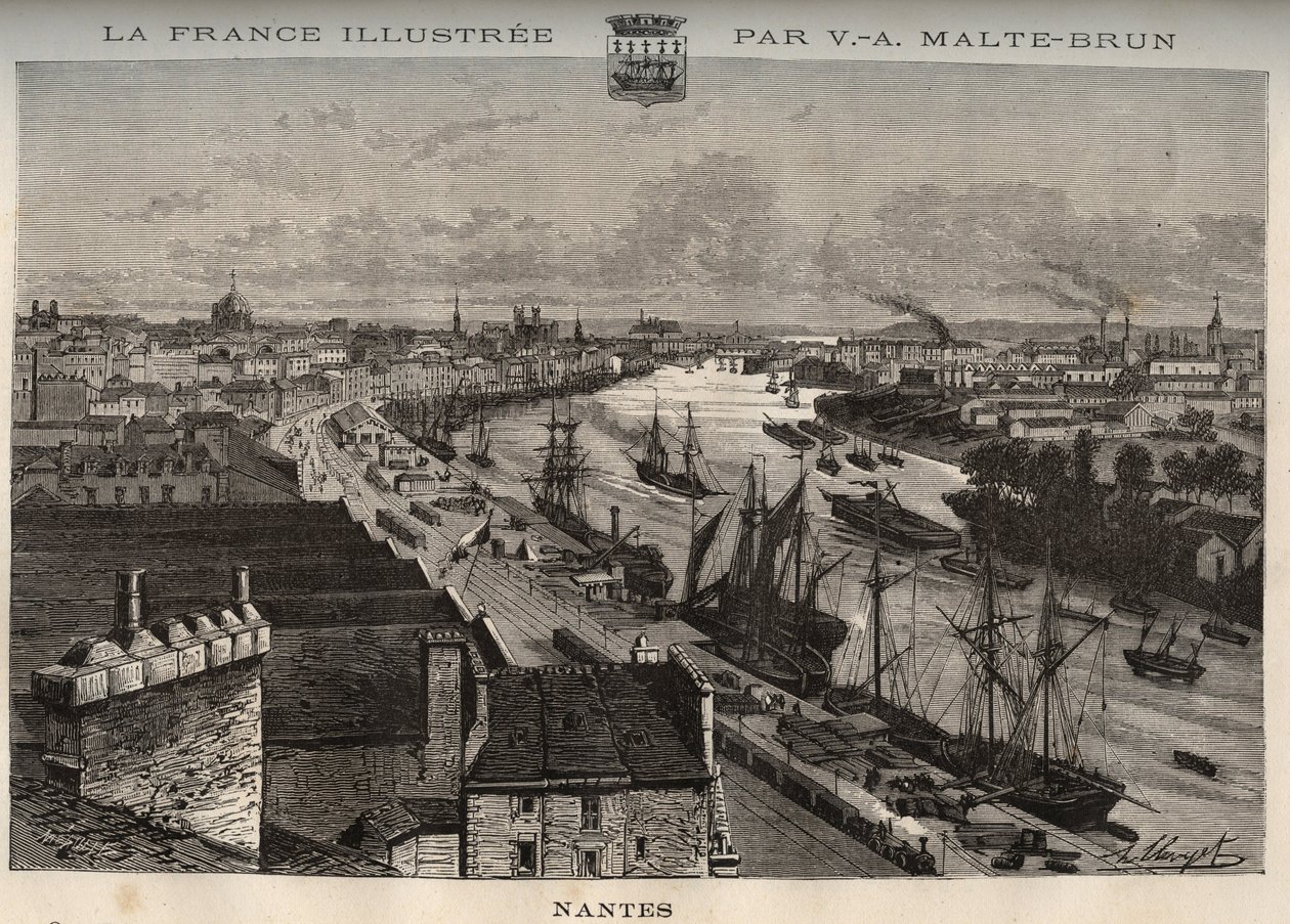 Nantes - Loire-Atlantique - V.A. Malt-Brown „La France illustrée: földrajz, történelem, statisztikai igazgatás” című metszete. 1884 alkotó: French School