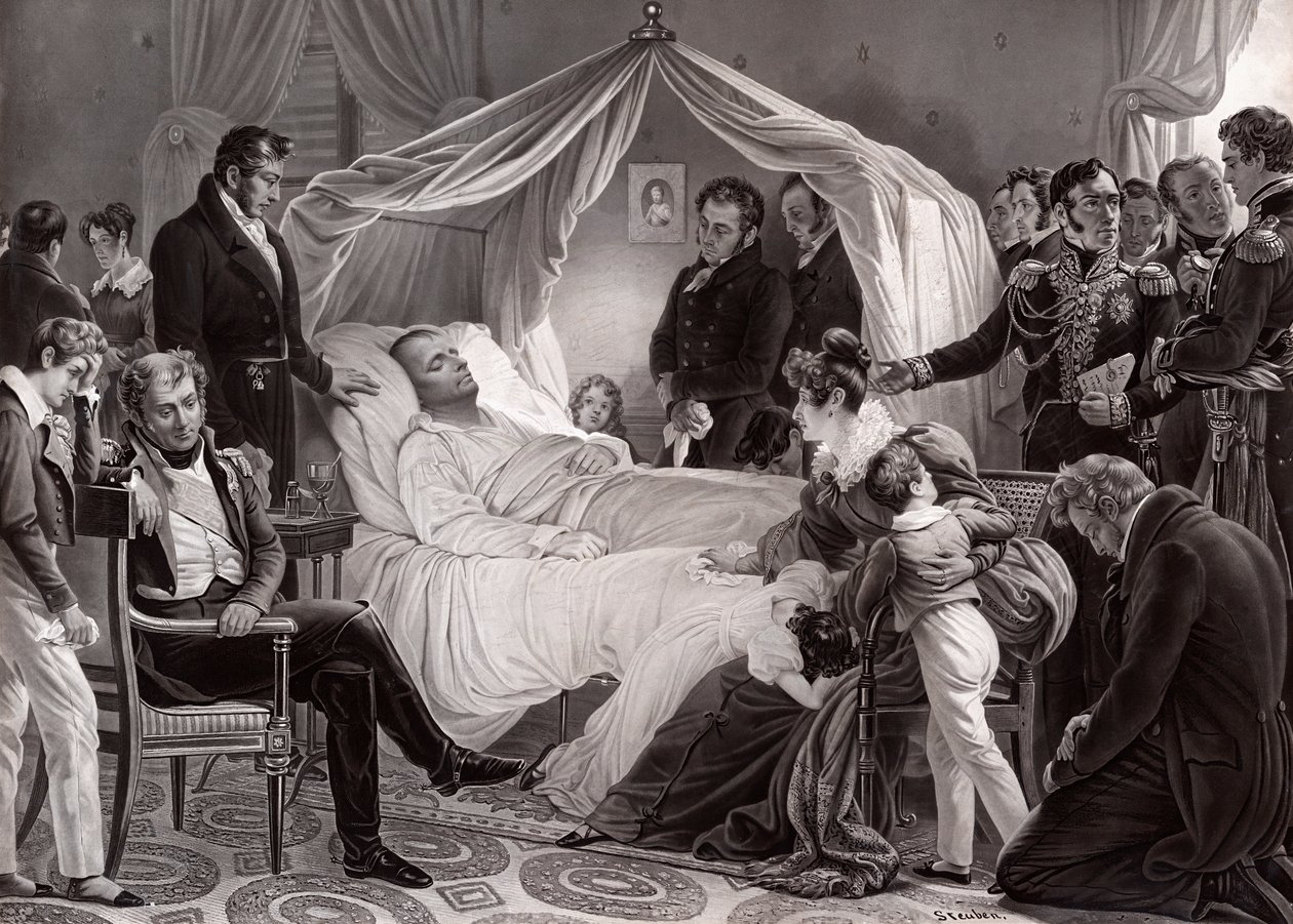 I. Napóleon halálos ágyán Szent Ilonán, 1821. május 5-én, Charles de Steuben festménye után alkotó: French School