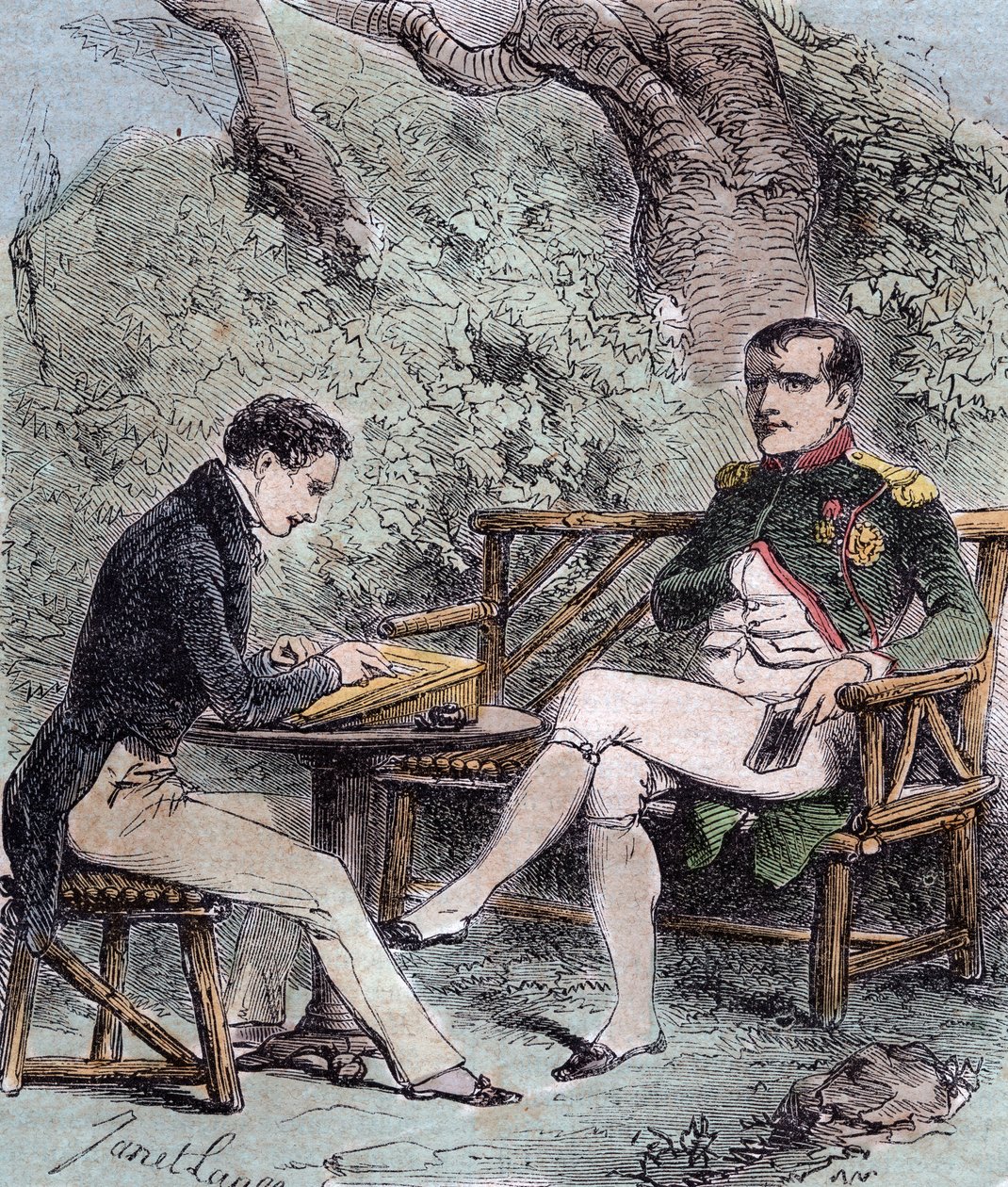 Napóleon a Sainte-Helene - Napóleon diktálja emlékiratait Emmanuel Pons de Las Casesnek (1800-1854), Emmanuel de las Cases fiának, - From Emmanuel de las Cases, Napoleon, Memorial de Sainte-Helene alkotó: French School